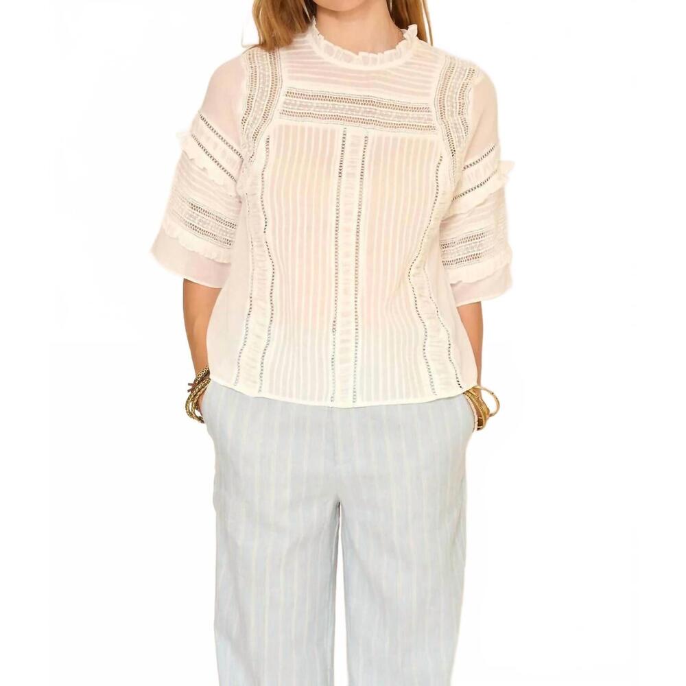 NEW MKT STUDIO carolina ruffled sleeves blouse in white